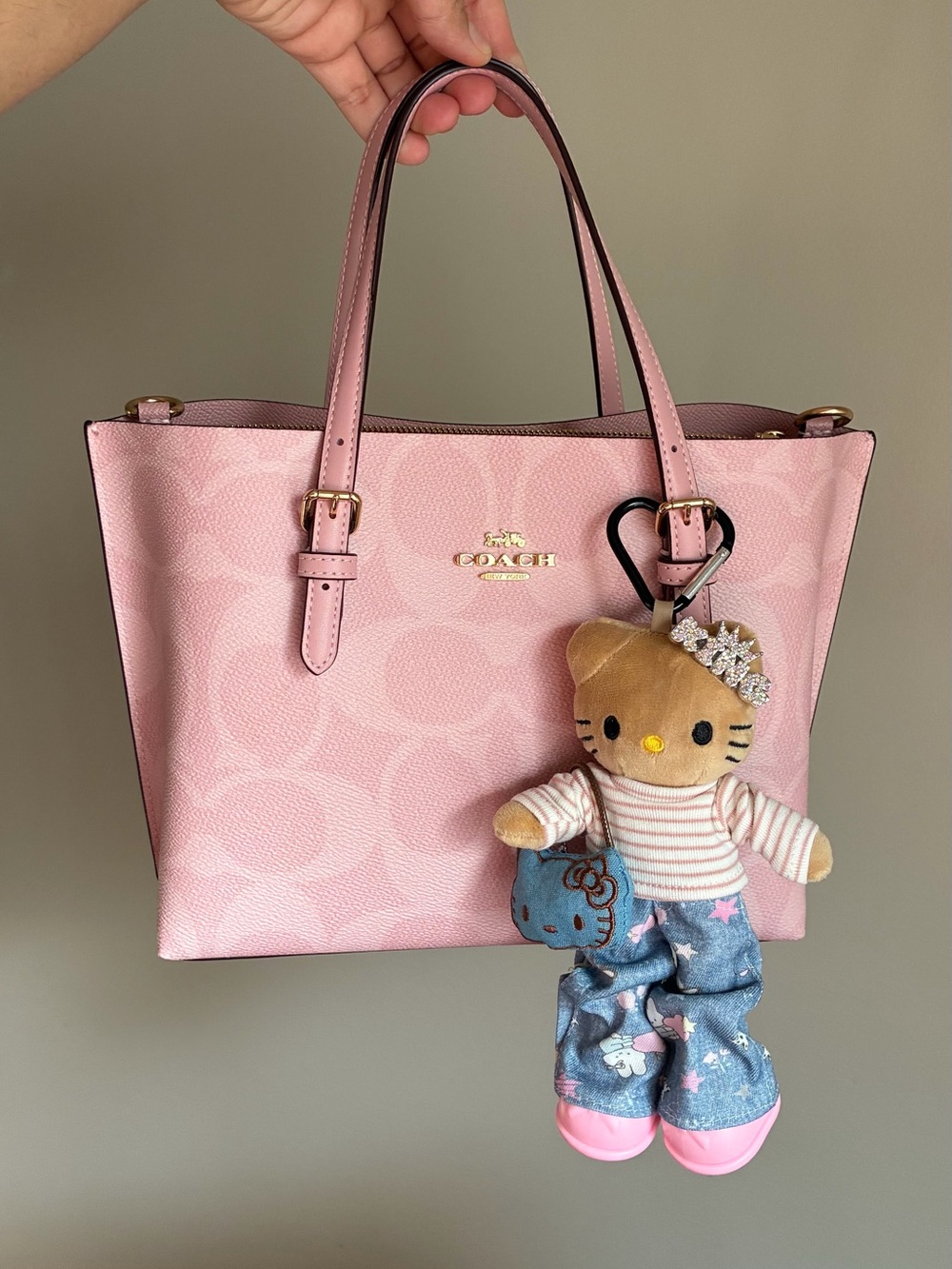 Hello Kitty Tan Plush Fashion Diva Keychain Bag Charm